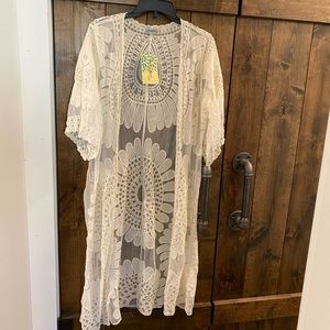 Ivory lace duster jacket size L
